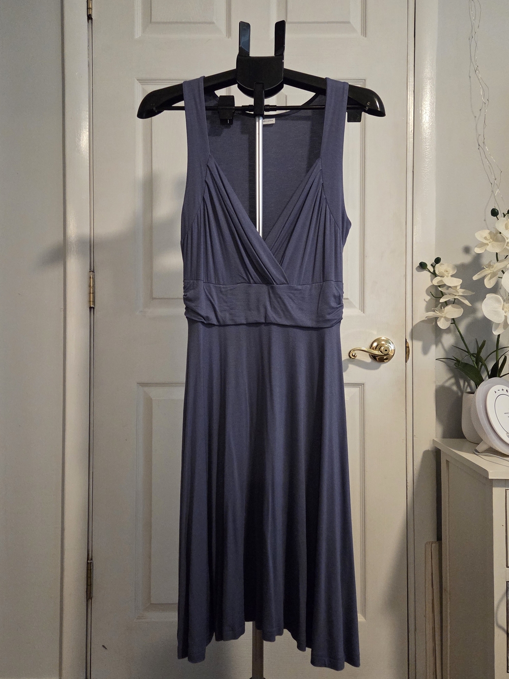 Sleeveless V-Neck Midi Dress in Slate Blue